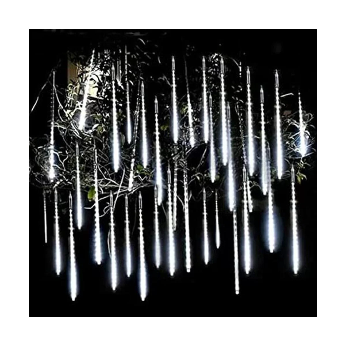 Luces de lluvia blancas 8 tubos de 30 centímetros 144