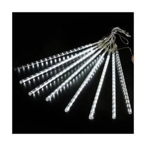 Luces de lluvia blancas 8 tubos de 30 centímetros 144