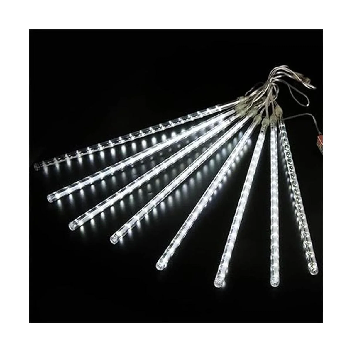 Luces de lluvia blancas 8 tubos de 30 centímetros 144