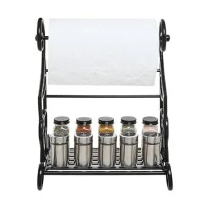 MyGift Soporte para toallas de papel de metal negro y_2