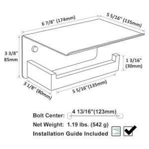 Soporte de papel higiénico con estante de teléfono de