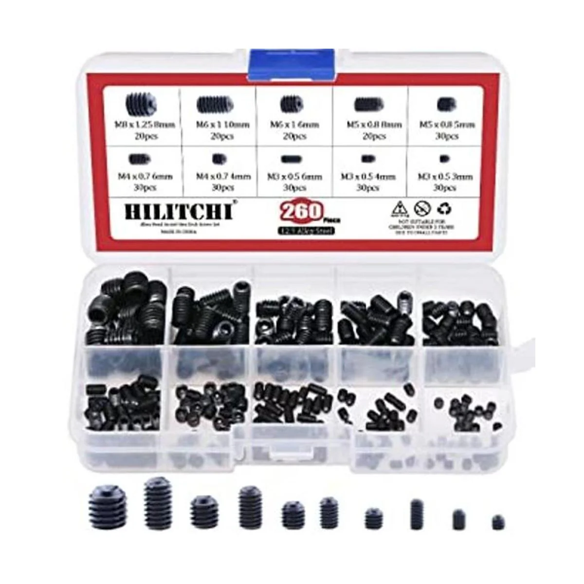 Hilitchi juego de 260 unidades surtidas para tornillos de_1