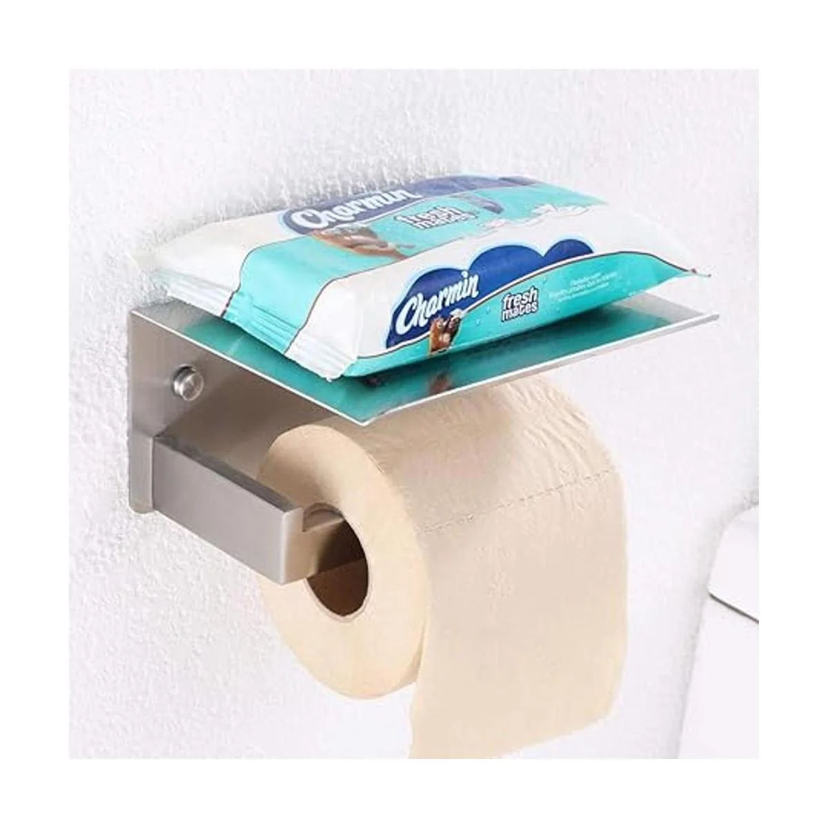 Soporte de papel higiénico con estante de teléfono de