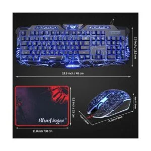 BlueFinger Teclado y mouse para juegos USB con