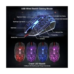 BlueFinger Teclado y mouse para juegos USB con