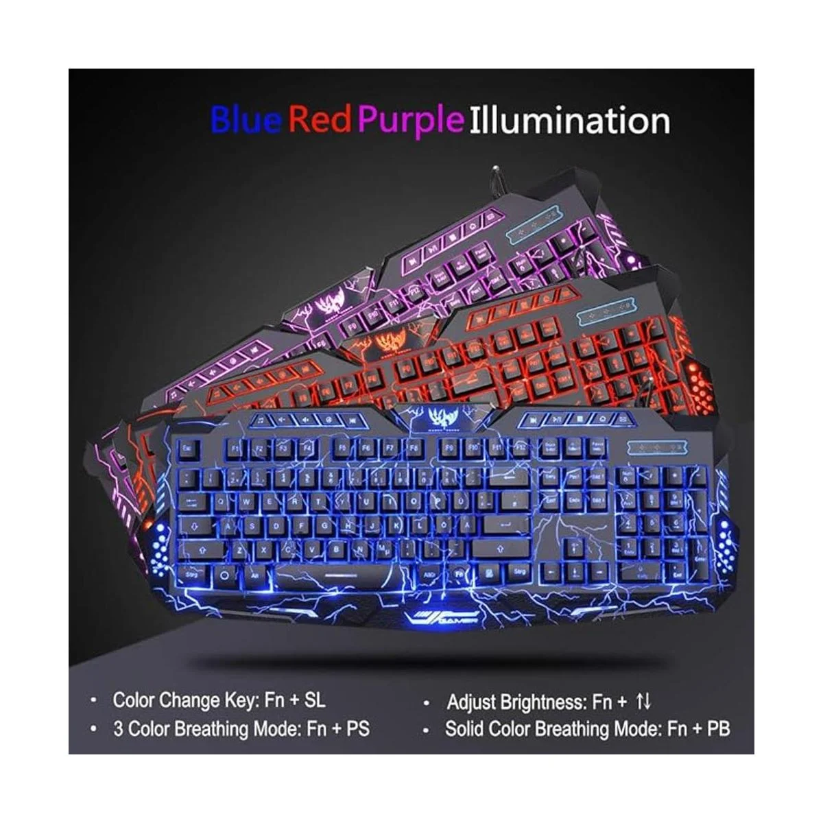 BlueFinger Teclado y mouse para juegos USB con