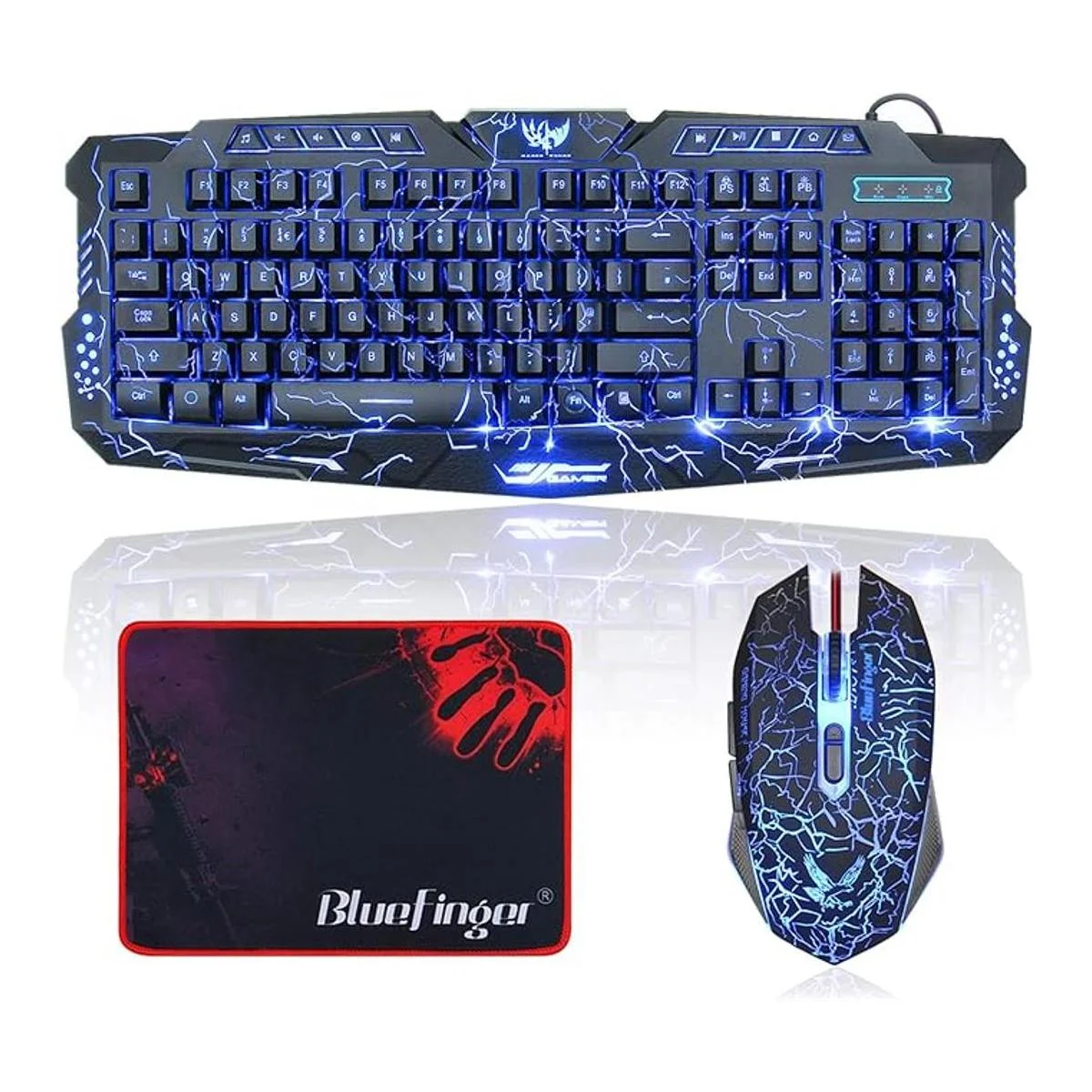 BlueFinger Teclado y mouse para juegos USB con