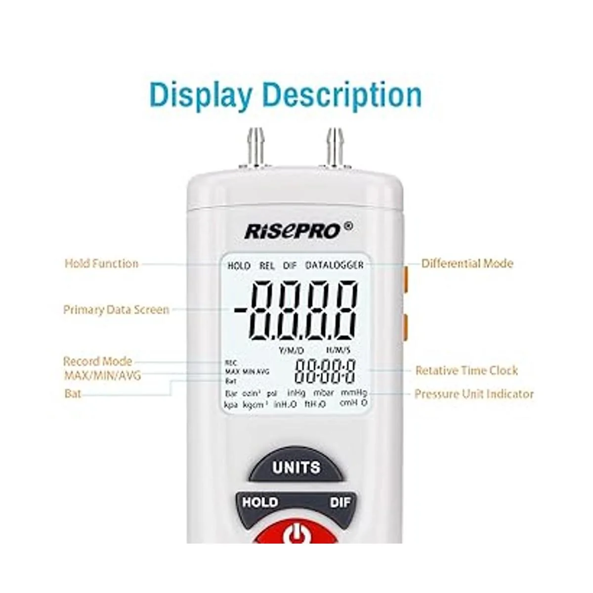Risepro medidor digital de presión del aire y medidor de_4