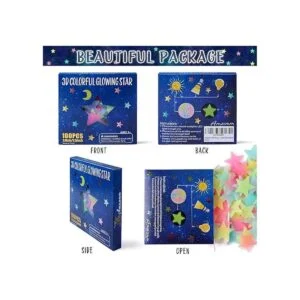 AM AMAONM 100 Pcs Colorful Glow in The Dark Luminous Stars_3