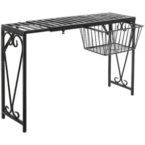 MyGift Estante organizador de metal negro sobre el_6