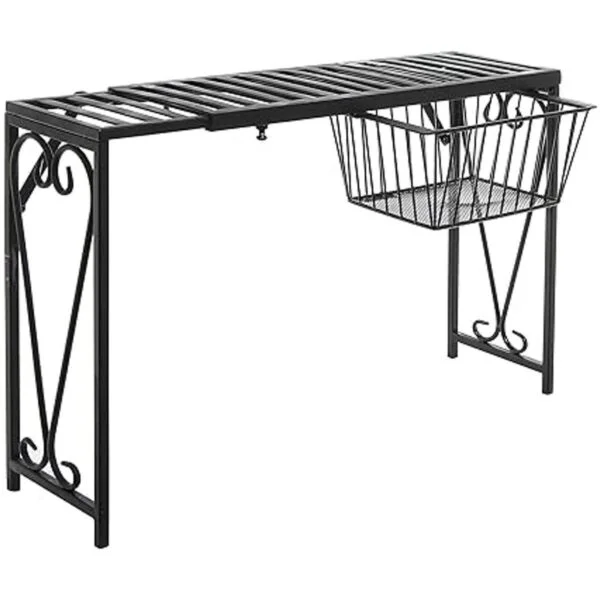 MyGift Estante organizador de metal negro sobre el_6
