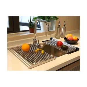 Escurreplatos plegable de acero inoxidable se enrolla