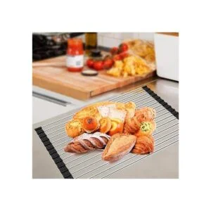 Escurreplatos plegable de acero inoxidable se enrolla