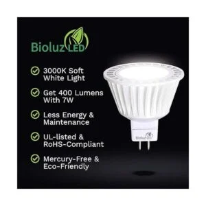Bioluz Paquete de 5 bombillas LED MR16 regulables de 50