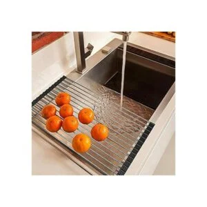 Escurreplatos plegable de acero inoxidable se enrolla