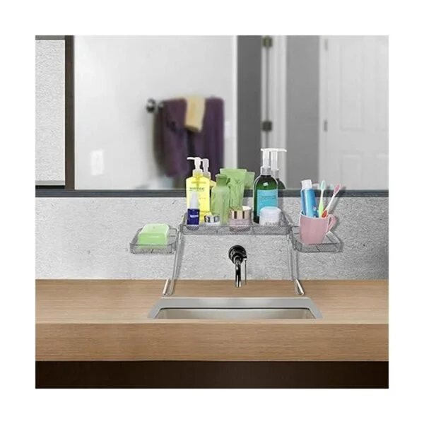 MyGift Chrome Plated Metal Over The Sink Organizer with 3_2