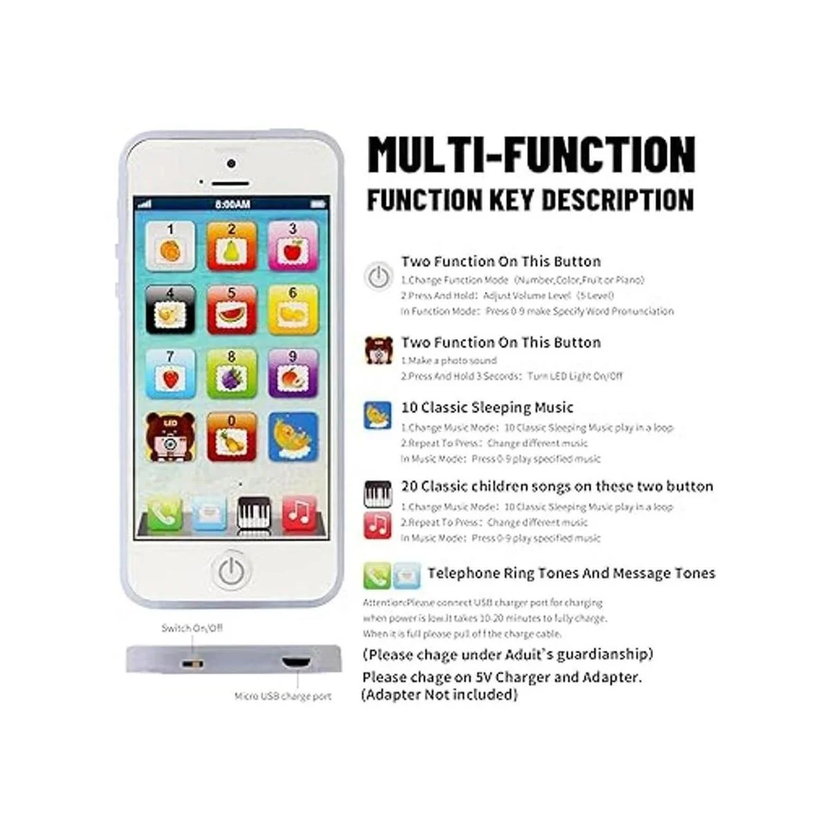 Celular de juguete IQ Toys recargable por USB_2