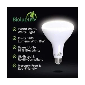 Paquete de 4 bombillas LED BR40 más brillantes de Bioluz_3