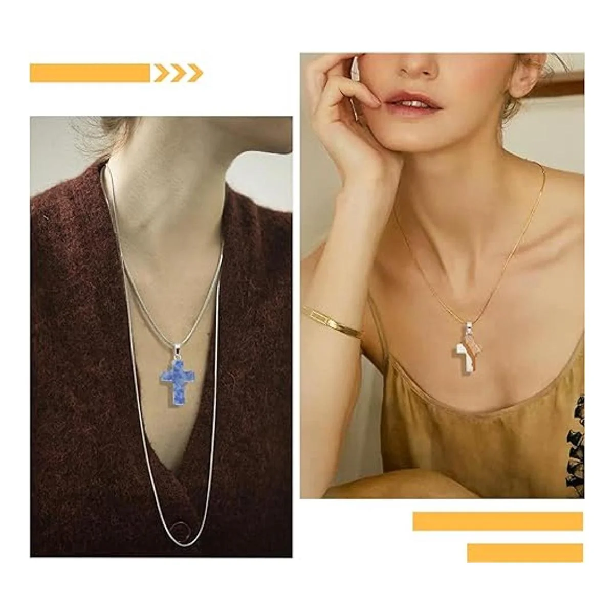 PH PandaHall 50 dijes de piedra de 10 colores con cruz de