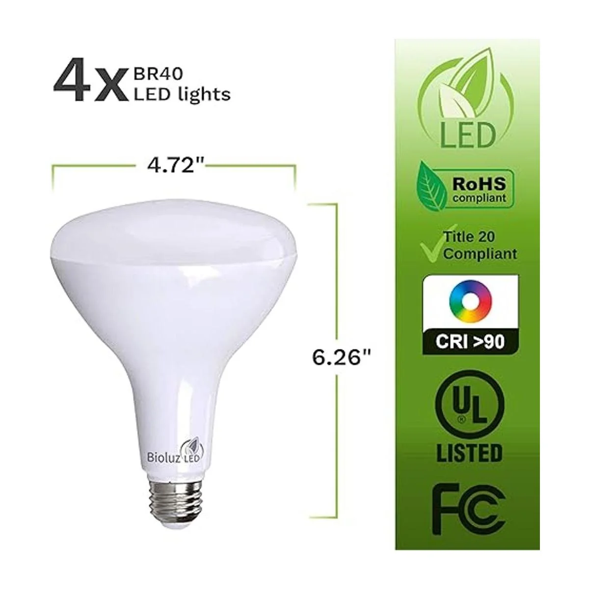 Paquete de 4 bombillas LED BR40 más brillantes de Bioluz_4
