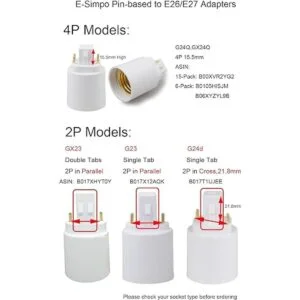ESimpo Gx23 a E26E27 Adaptador de casquillo de base de