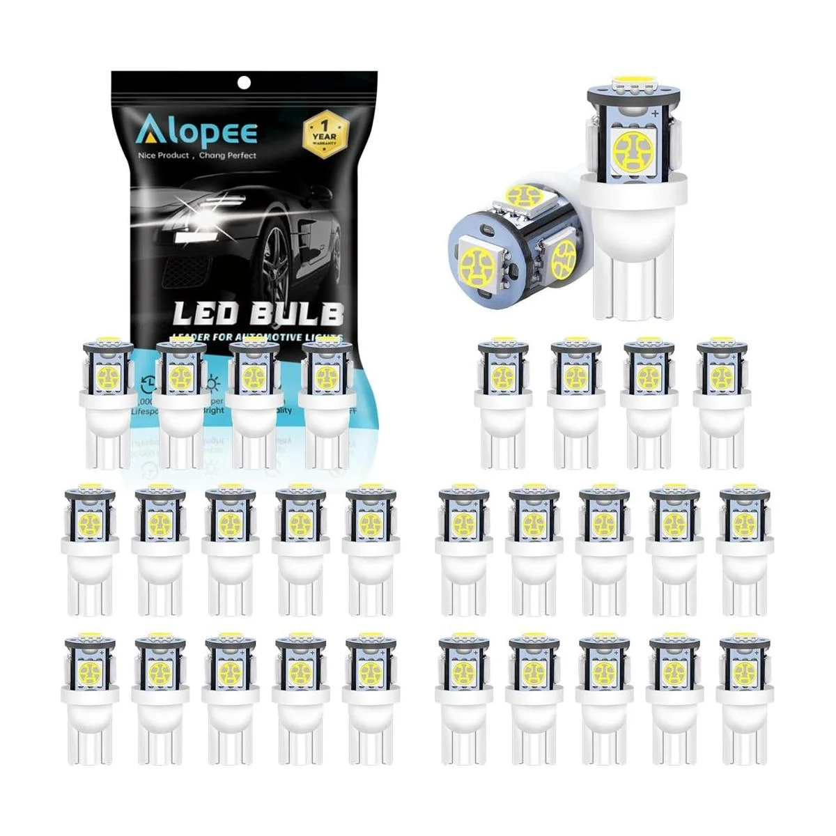 Alopee Paquete de 30 bombillas LED blancas de 194_1