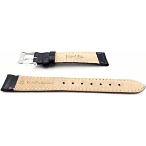 Correa de reloj de cuero genuino negro de 0.551 in_2