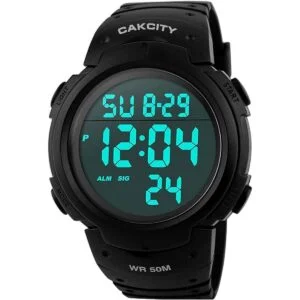 Mens Digital Sports Watch LED Screen Large Face Military_1