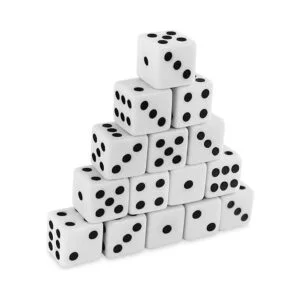 Juego de dados blancos de 063 pulgadas con puntos negros_5