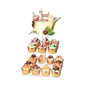 Soporte cuadrado de 3 niveles para magdalenas. Transparente_1