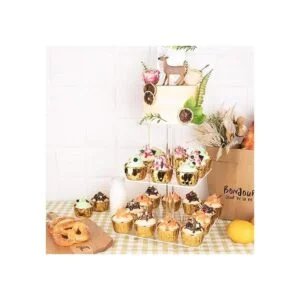 Soporte cuadrado de 3 niveles para magdalenas. Transparente_4