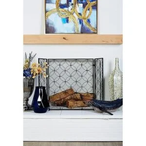 Deco 79 Rejilla rectangular de metal para chimenea con_4