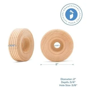 Mini Wood Wheels Treaded Style 2 Inch Diameter Pack of
