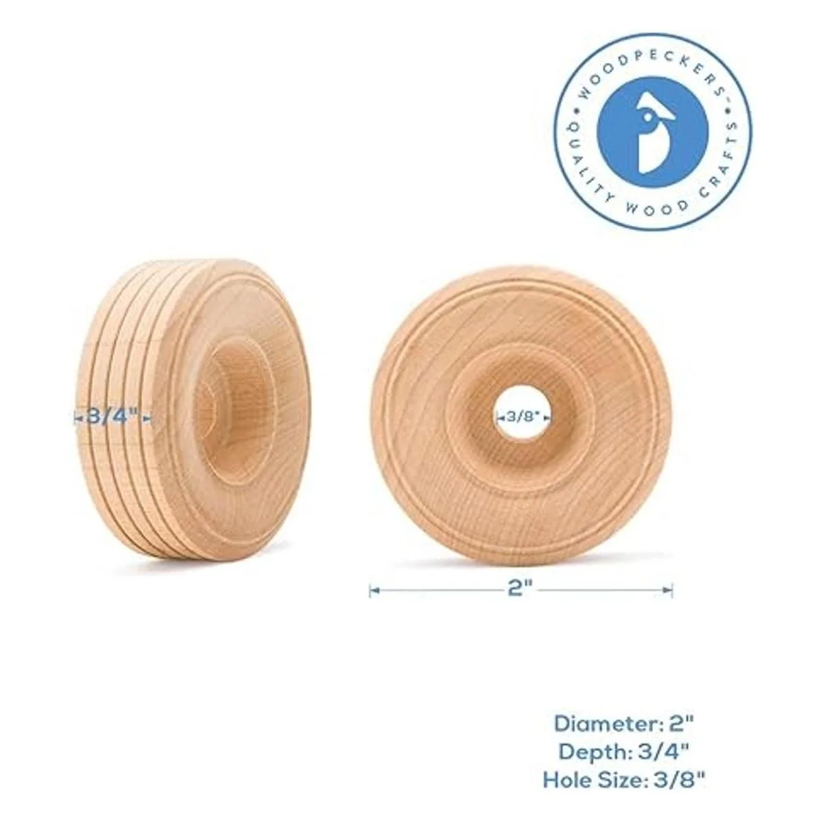 Mini Wood Wheels Treaded Style 2 Inch Diameter Pack of