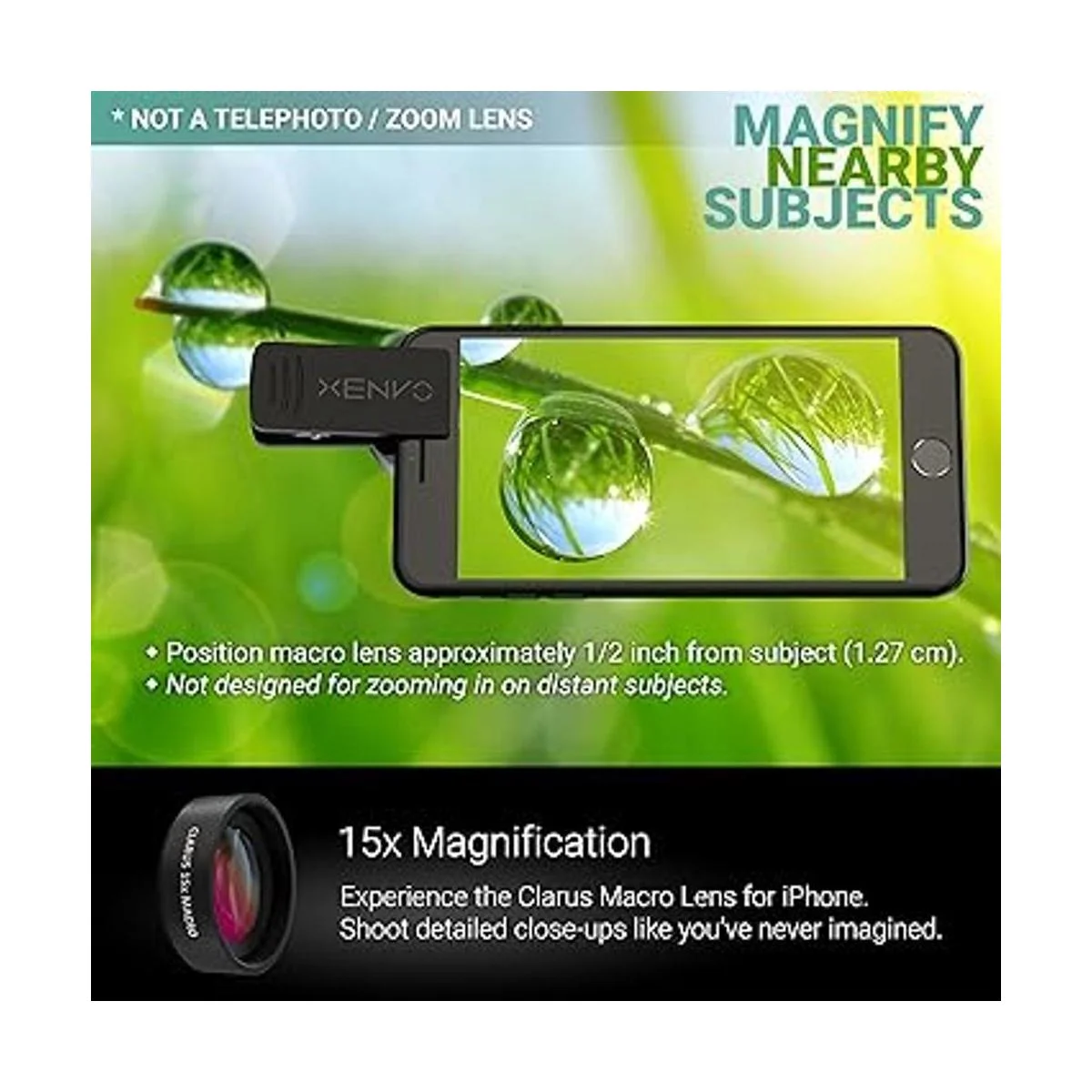 Lente para cámara Xenvo iPhone lente macro ángulo ancho_3
