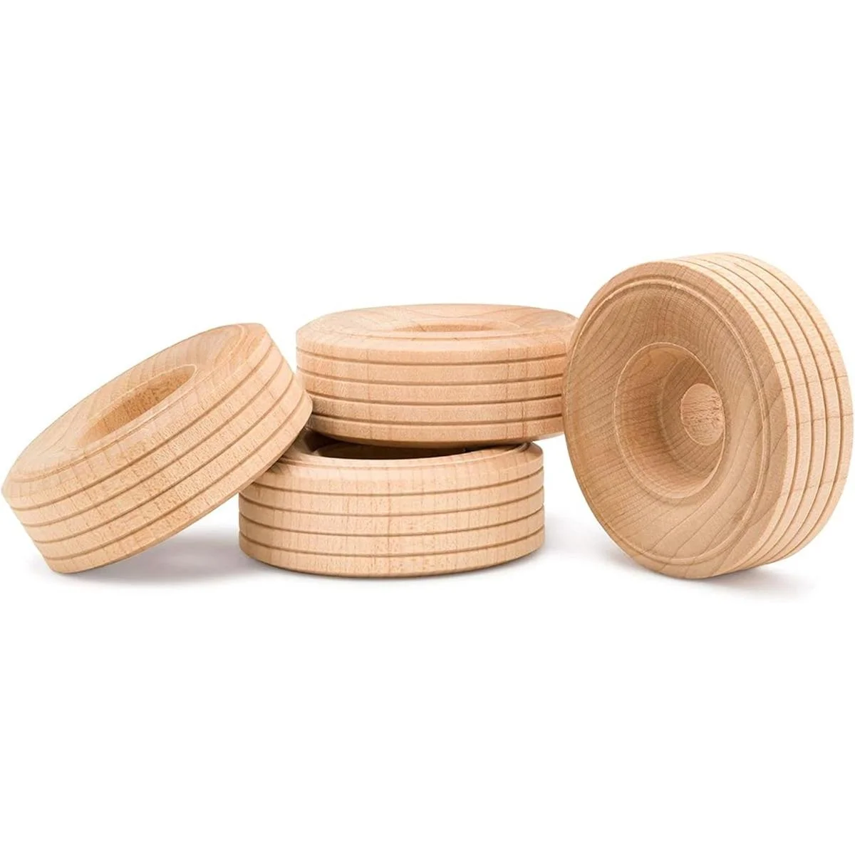 Mini Wood Wheels Treaded Style 2 Inch Diameter Pack of