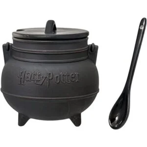 Tazón de cerámica para sopa con forma de caldero negro de