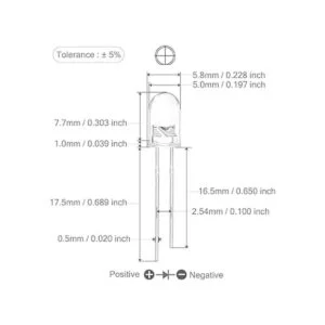 Diodo LED redondo de 0.20 pulgadas. HPC59042 0.06watts_4