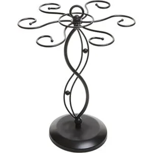 MyGift Soporte de copa de vino de metal negro con diseño_4