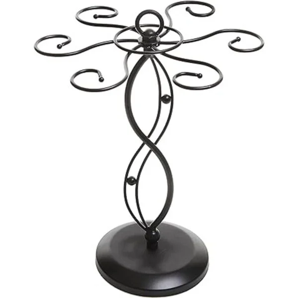 MyGift Soporte de copa de vino de metal negro con diseño_4