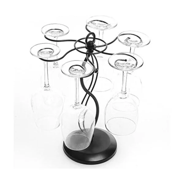 MyGift Soporte de copa de vino de metal negro con diseño_3