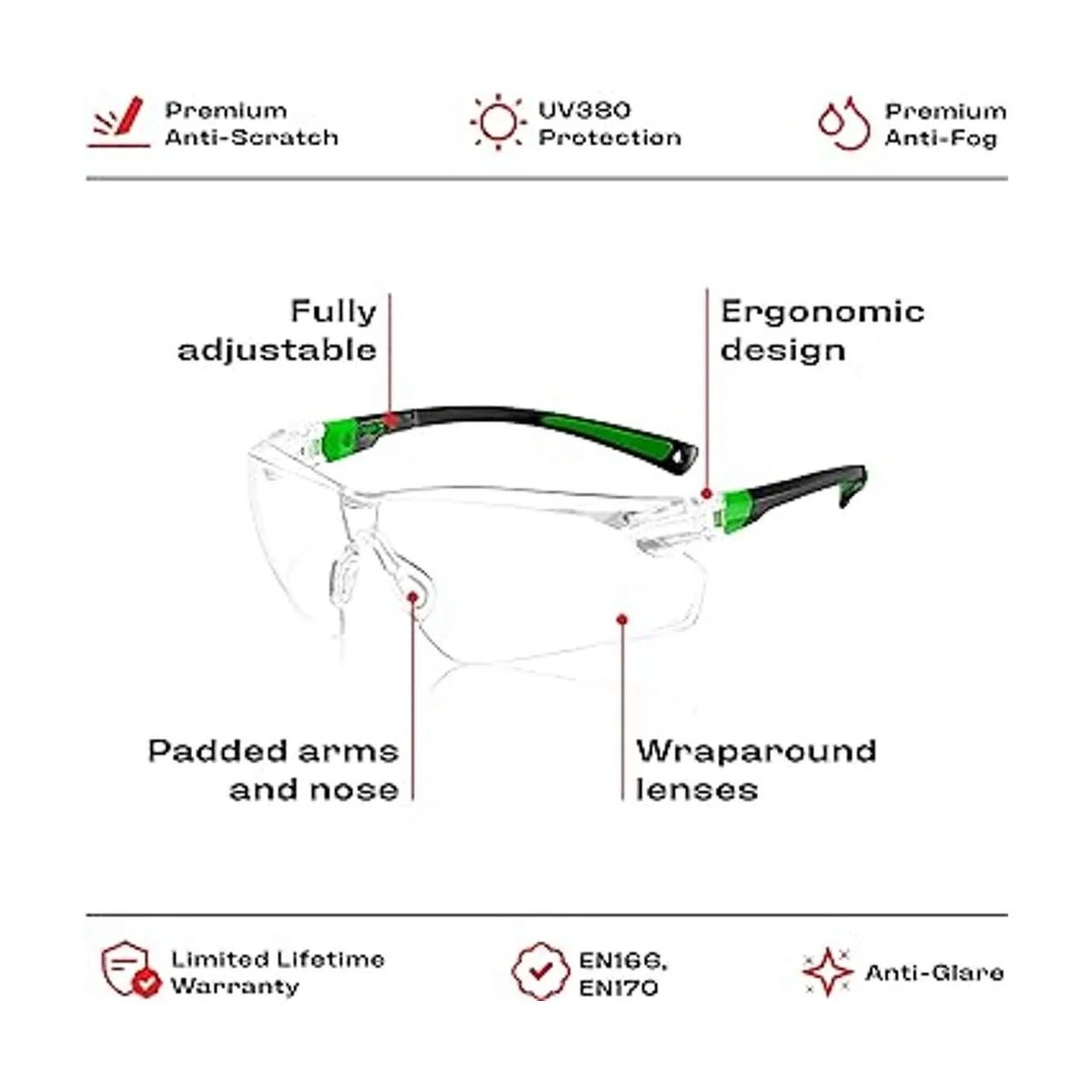 Gafas de seguridad NoCry con lentes transparentes no se_2