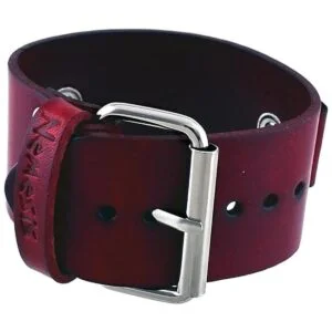 Nemesis GBR Sangre Rojo Wide piel Muñequera Reloj Band_2