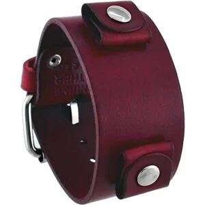 Nemesis GBR Sangre Rojo Wide piel Muñequera Reloj Band_1