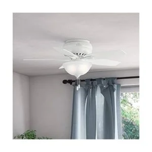 Hunter Newsome Ventilador de techo de perfil bajo con luz_3