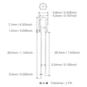 Diodo LED redondo y transparente de 5 mm con emisor de_2