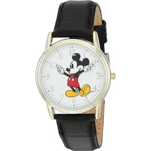 Disney Mickey Mouse Reloj analógico con correa de cuero_1