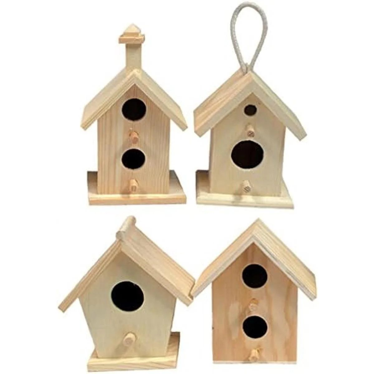 Creative Hobbies Mini 4 Inch Tall Birdhouse Set of 4