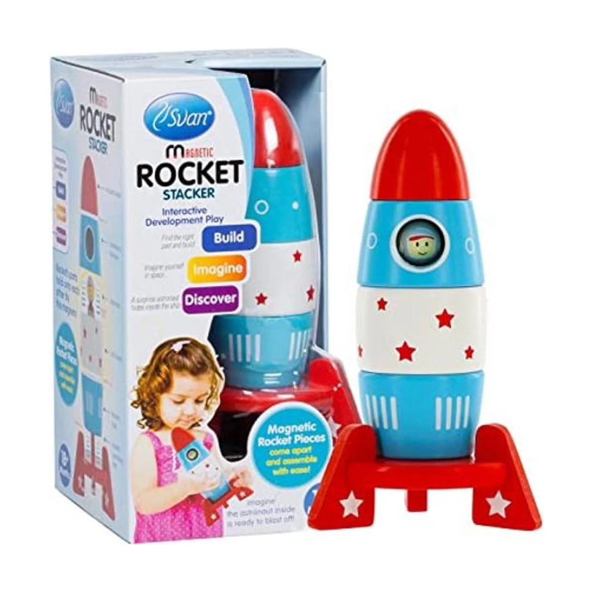 Apilador de madera con cohete espacial 6 unidades de_1