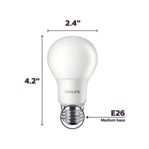 Philips LED Bombilla A19 esmerilada sin parpadeo no_2